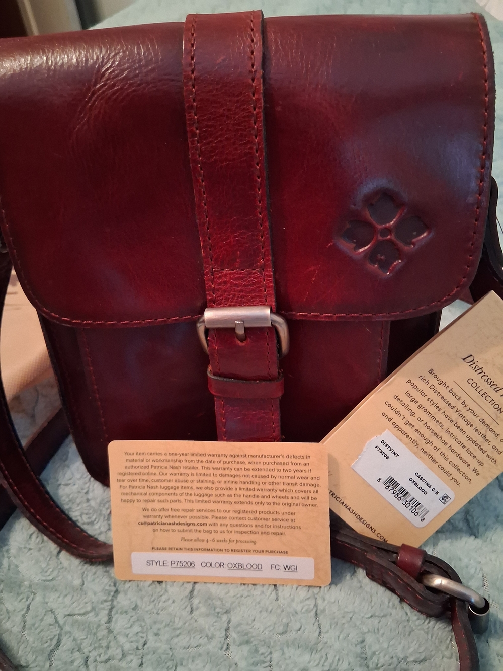 Patricia Nash Burgundy Leather Buckle Crossbody - Picture 4 of 4